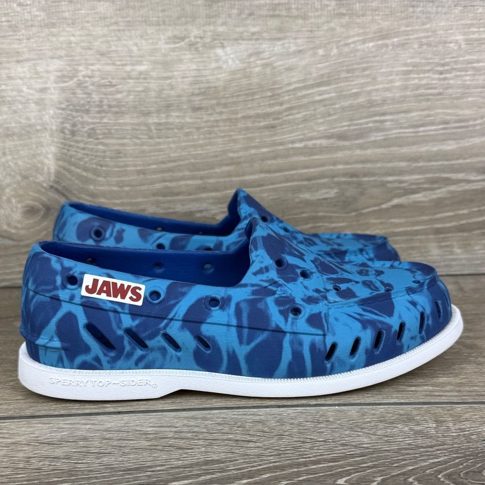 Sperry Top Sider Authentic Original Float x JAWS Women’s Sz 6 Camo Blue Moccasin